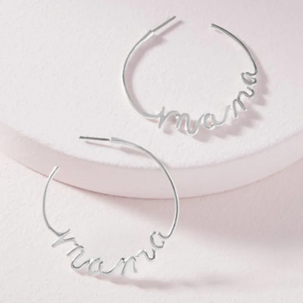 Stella & Dot | SILVER Mama Hoop Earrings - Picture 2 of 9